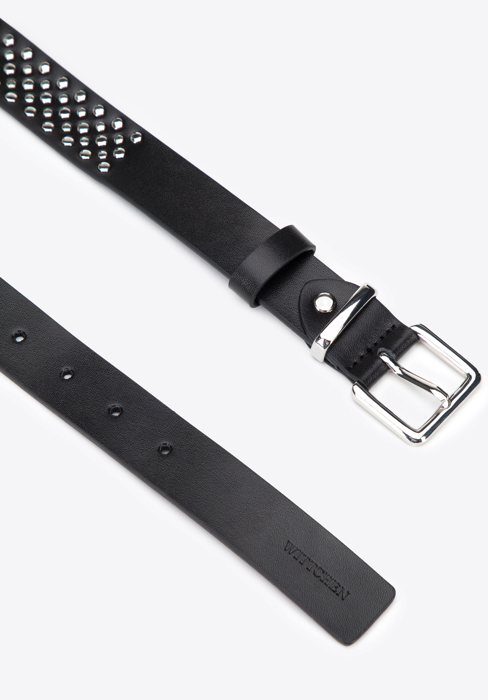 Ledergürtel mit Nieten für Damen, schwarz-gold, 95-8D-806-11-M, Bild 1