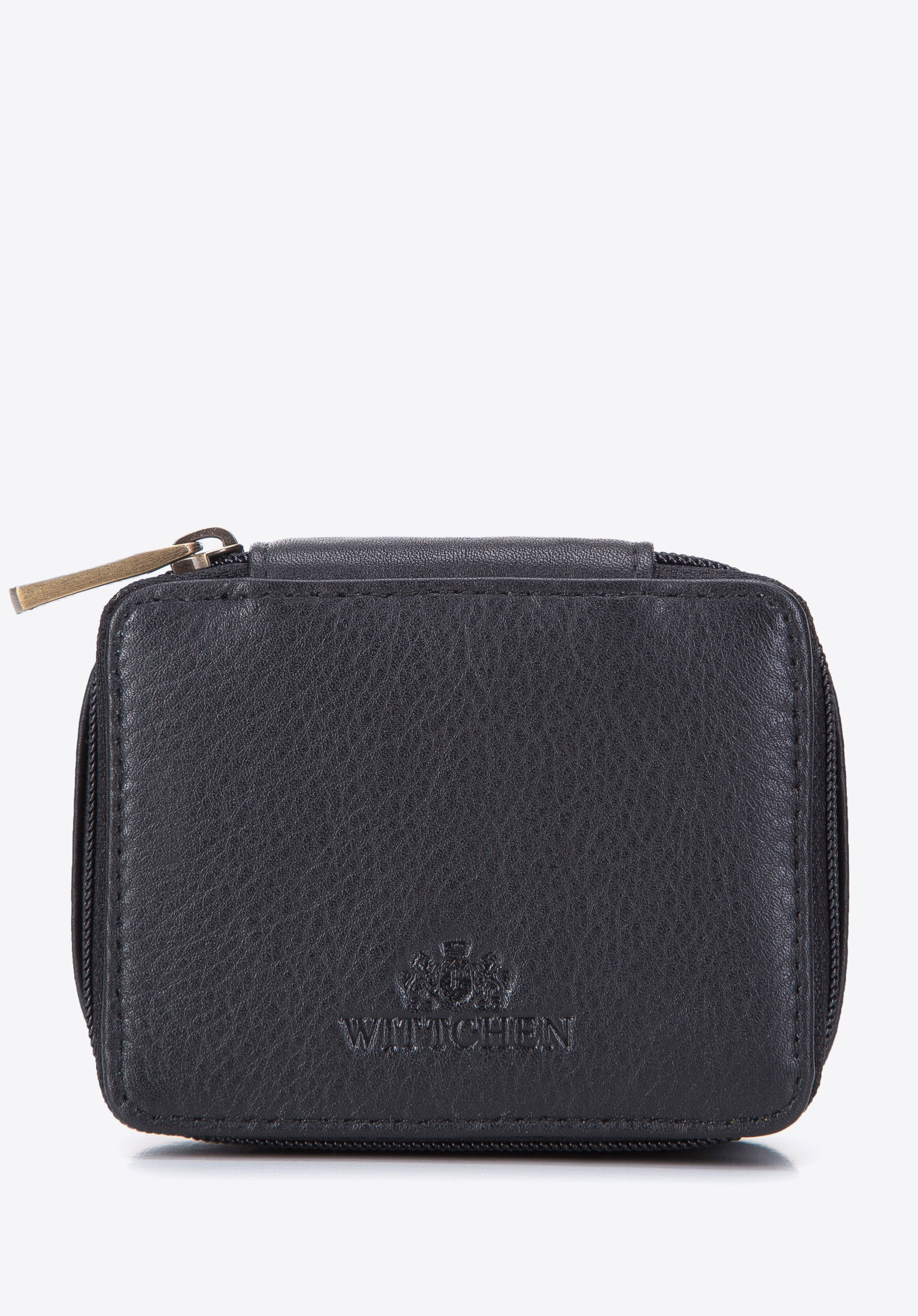 Mini-Kosmetiktasche aus Leder, schwarz-gold, 98-2-003-13, Bild 1