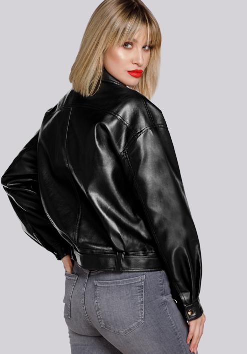 Ramones-Jacke für Damen Oversize mit Gürtel, schwarz-gold, 94-9P-100-1G-L, Bild 4