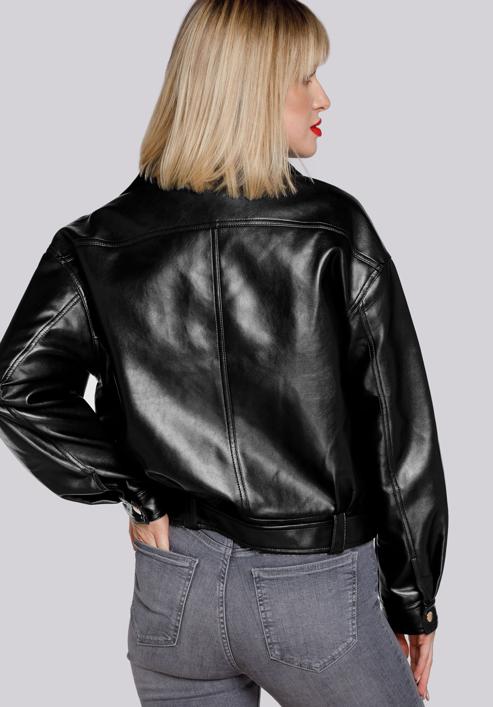 Ramones-Jacke für Damen Oversize mit Gürtel, schwarz-gold, 94-9P-100-1G-L, Bild 5