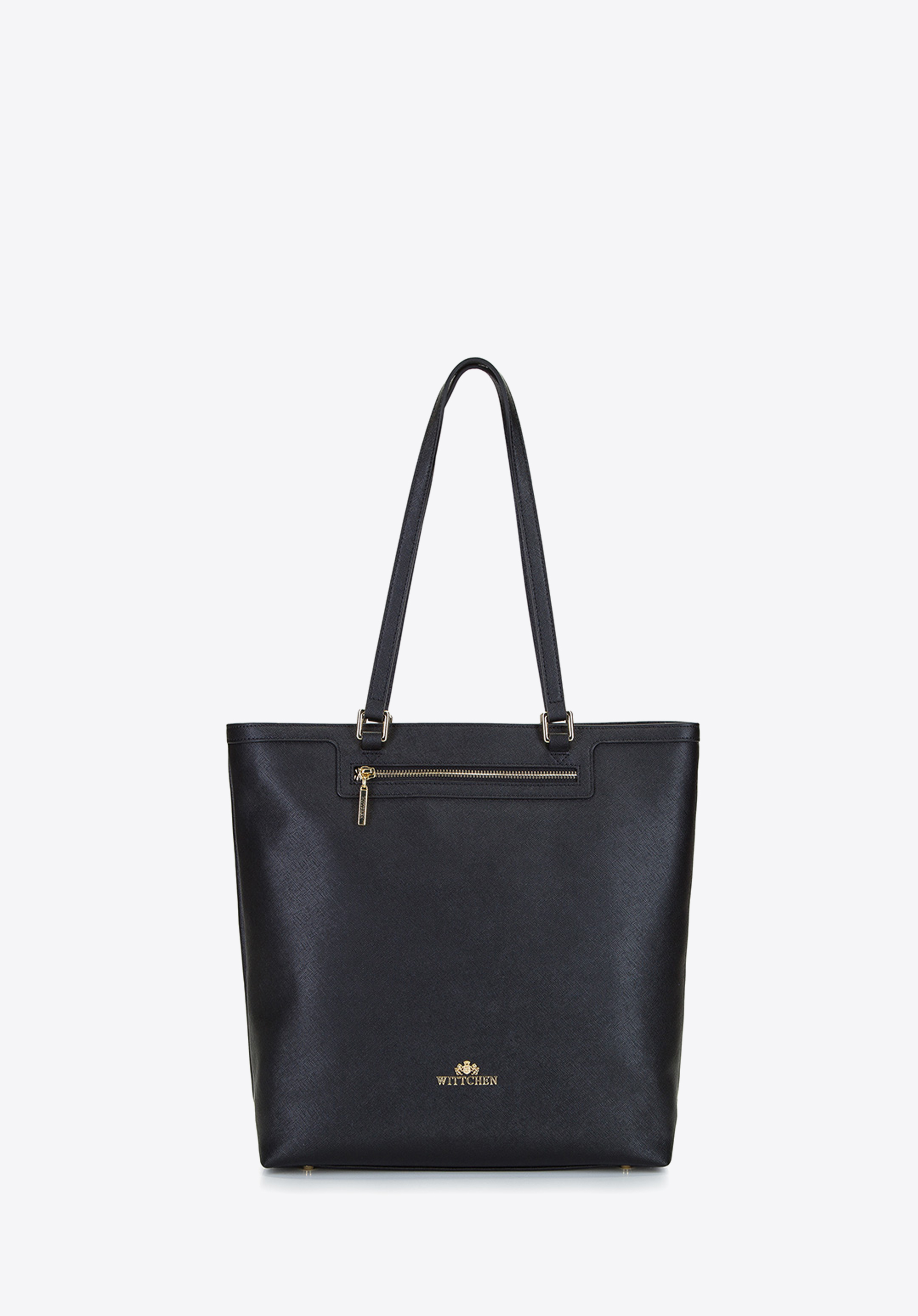 SHOPPER-TASCHE AUS LEDER, schwarz-gold, 92-4E-600-11, Bild 1