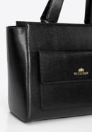 Shopper-Tasche aus Leder mit Vordertasche, schwarz-gold, 95-4E-619-7, Bild 4