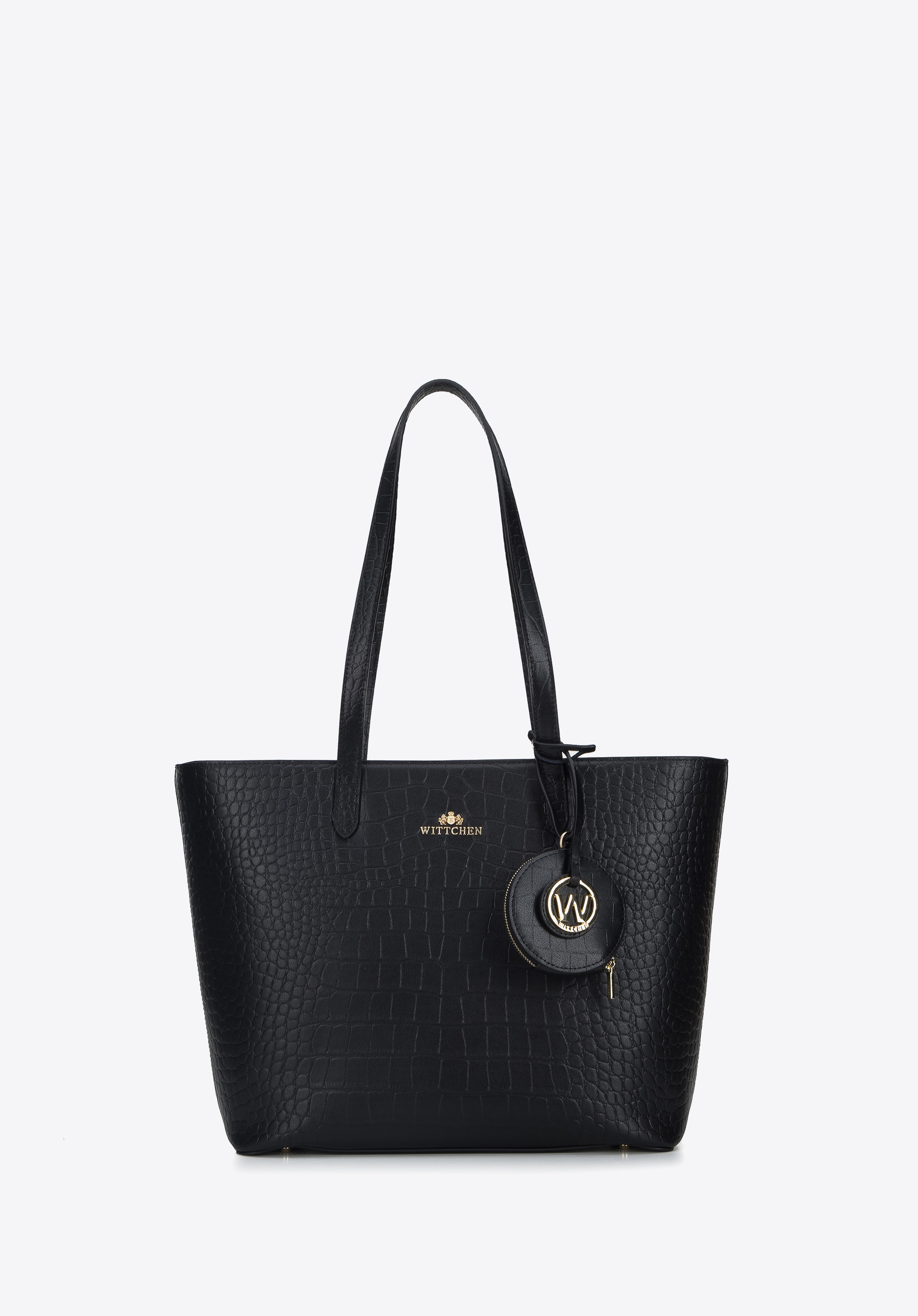Shoppertasche aus Leder mit exotischer Textur mit Etui und Schlüsselring