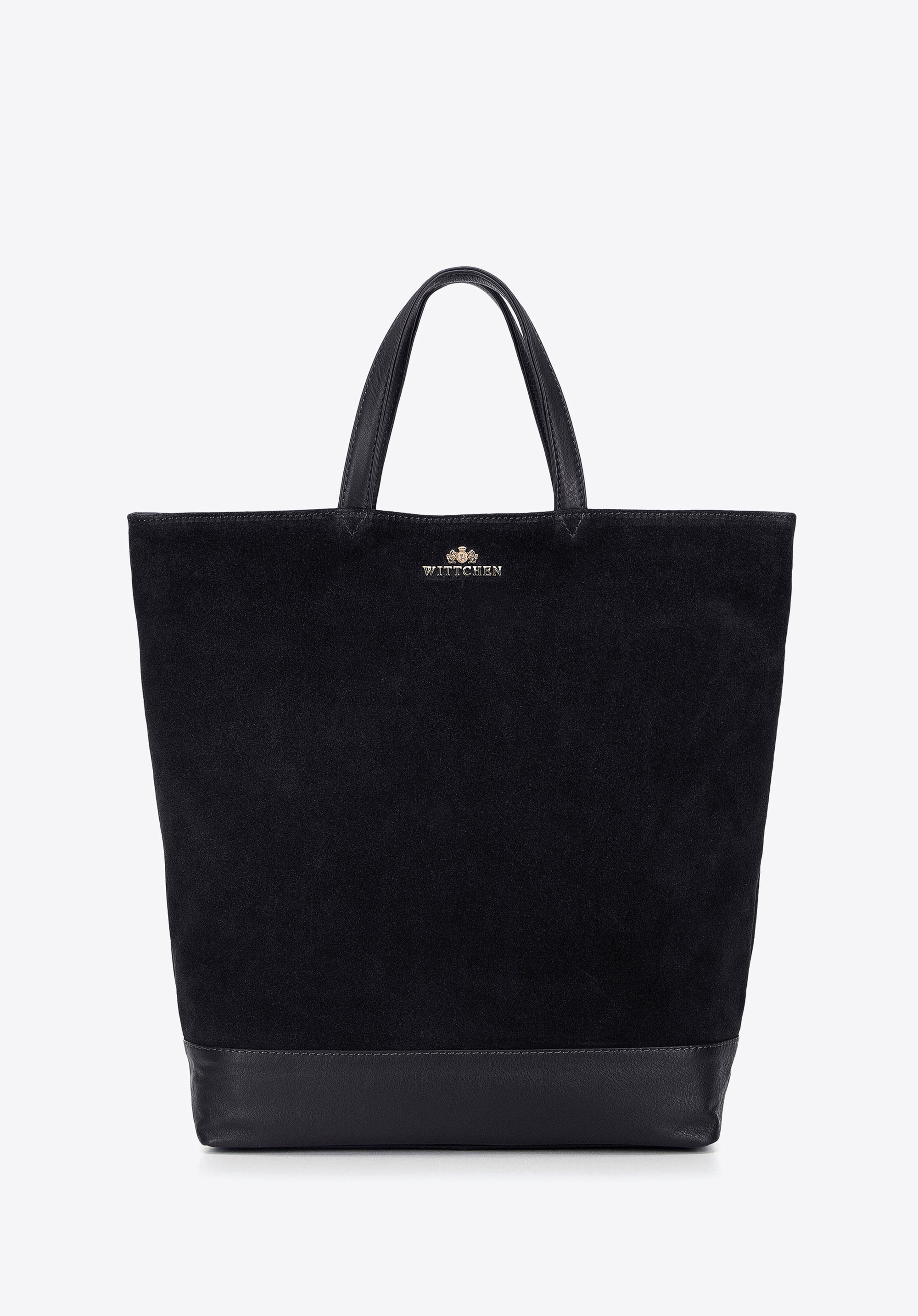 Shoppertasche aus Leder mit Rucksackfunktion, schwarz-gold, 95-4E-019-11, Bild 1