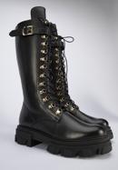 Springerstiefel aus Leder mit Plateausohle, schwarz-gold, 95-D-800-1L-39, Bild 7