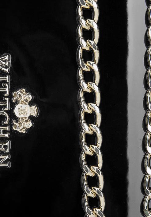 Stilvolle Abendtasche aus Leder, schwarz-gold, 92-4E-660-3, Bild 5