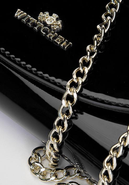 Stilvolle Abendtasche aus Leder, schwarz-gold, 92-4E-660-3, Bild 6
