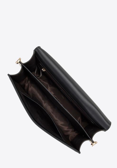 Umhängetasche für Damen aus Leder mit Buchstabe, schwarz-gold, 98-4E-203-P, Bild 3