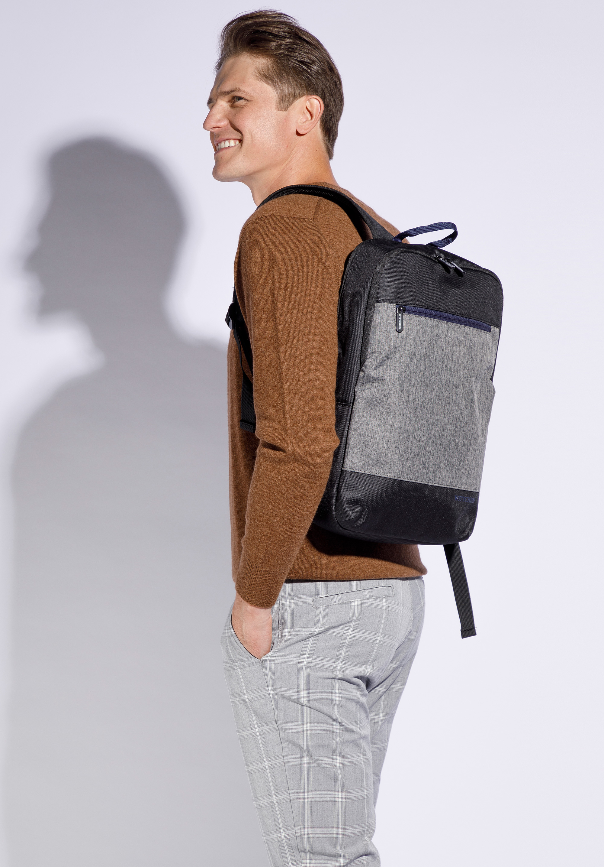 15,6-Zoll-Laptop-Rucksack für Herren mit Melange-Einsatz | WITTCHEN| 94-3P-107, schwarz-grau, 94-3P-107-1D, Bild 1