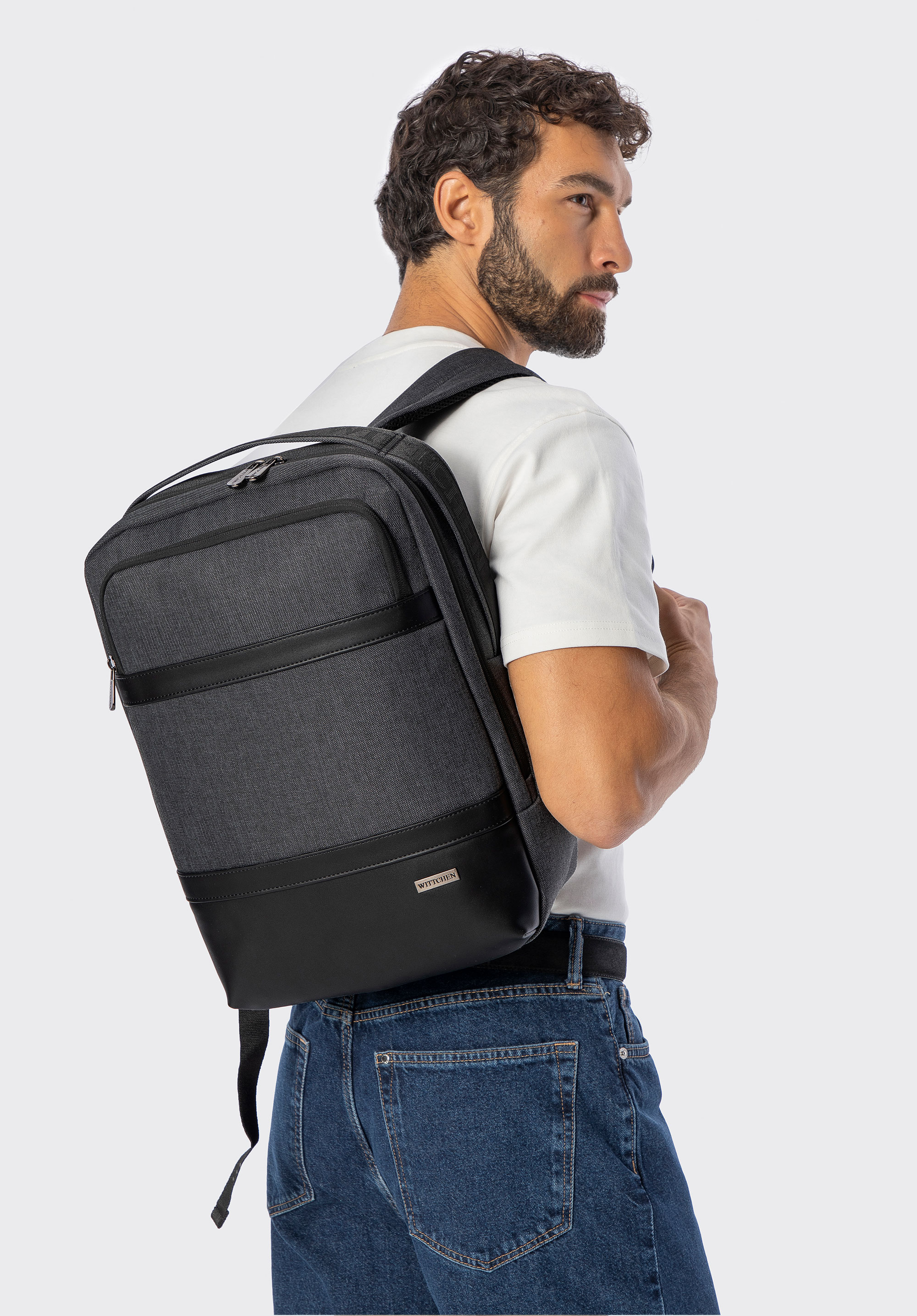 Herren-Laptop-Rucksack mit 15,6 Zoll, schwarz-grau, 98-3P-512-1, Bild 1