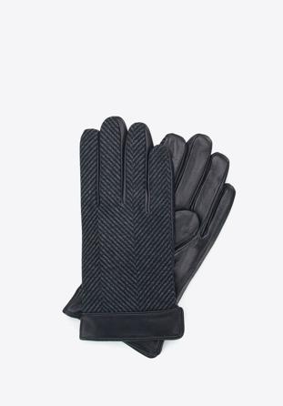 Herrenhandschuhe aus Leder, schwarz-grau, 39-6-714-1-V, Bild 1