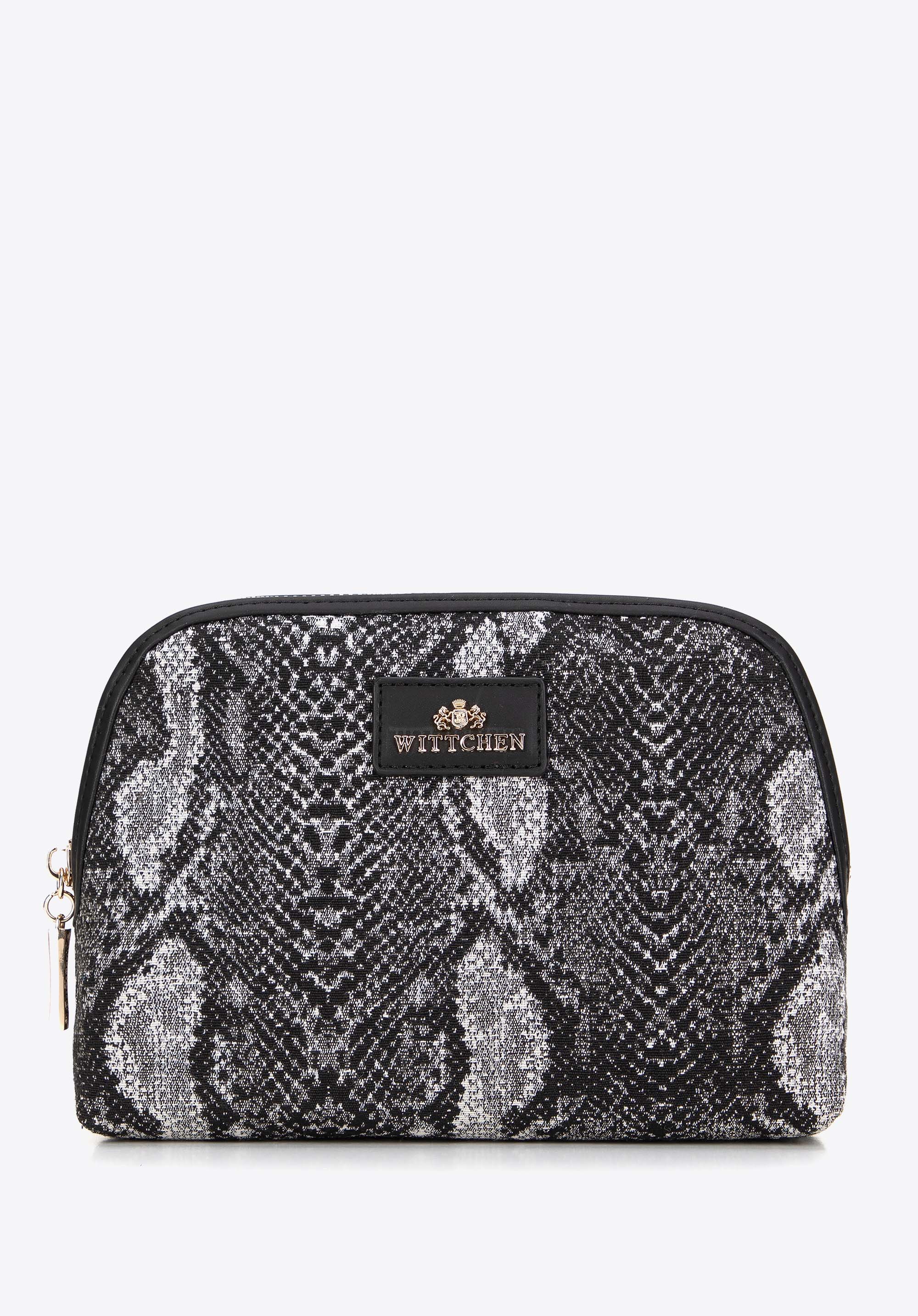 Jacquard gemusterte Kosmetiktasche für Damen, schwarz-grau, 99-4E-504-X8, Bild 1
