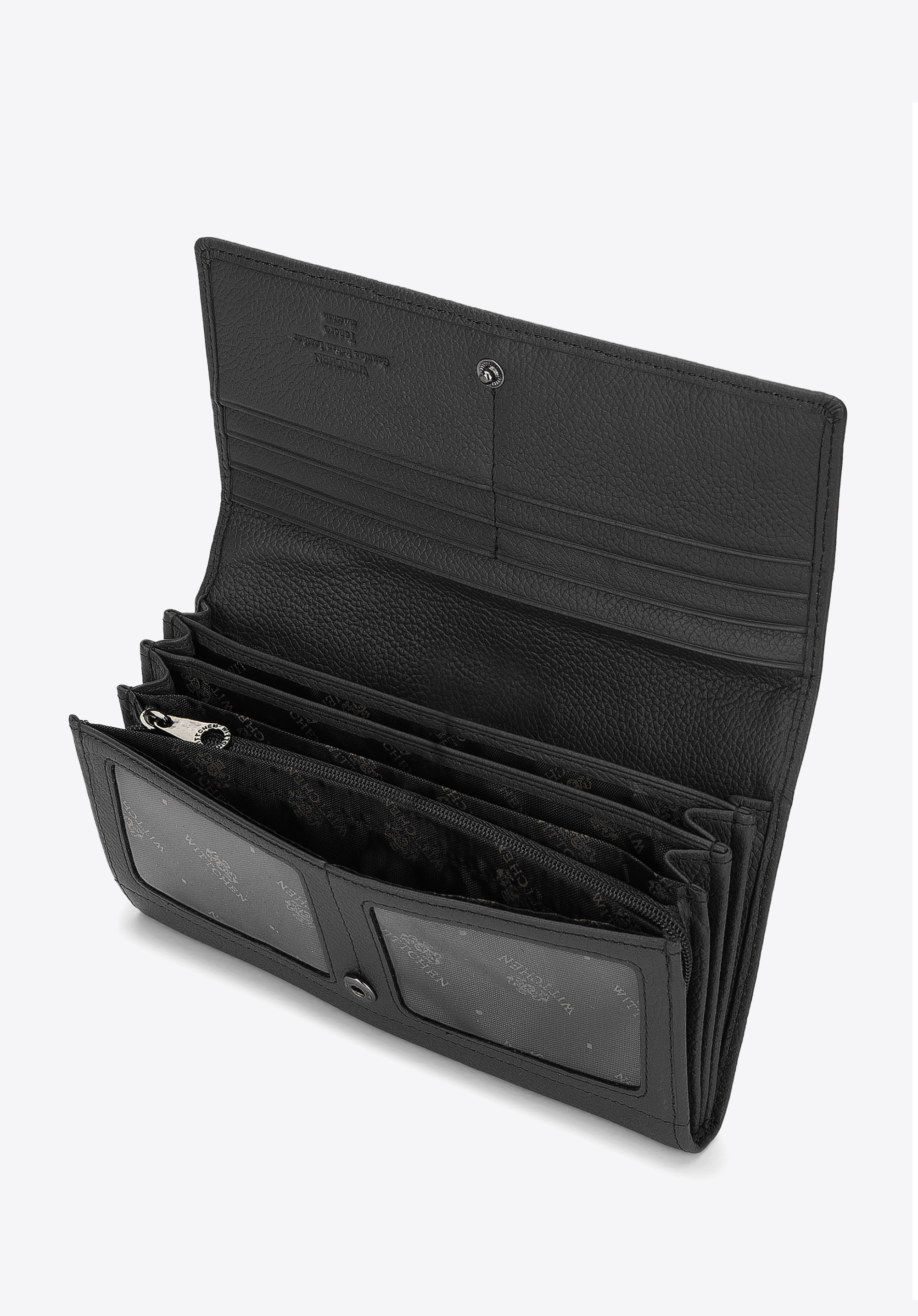 GROSSE BRIEFTASCHE FÜR DAMEN AUS ECHTLEDER, schwarz, 02-1-052-1L, Bild 1