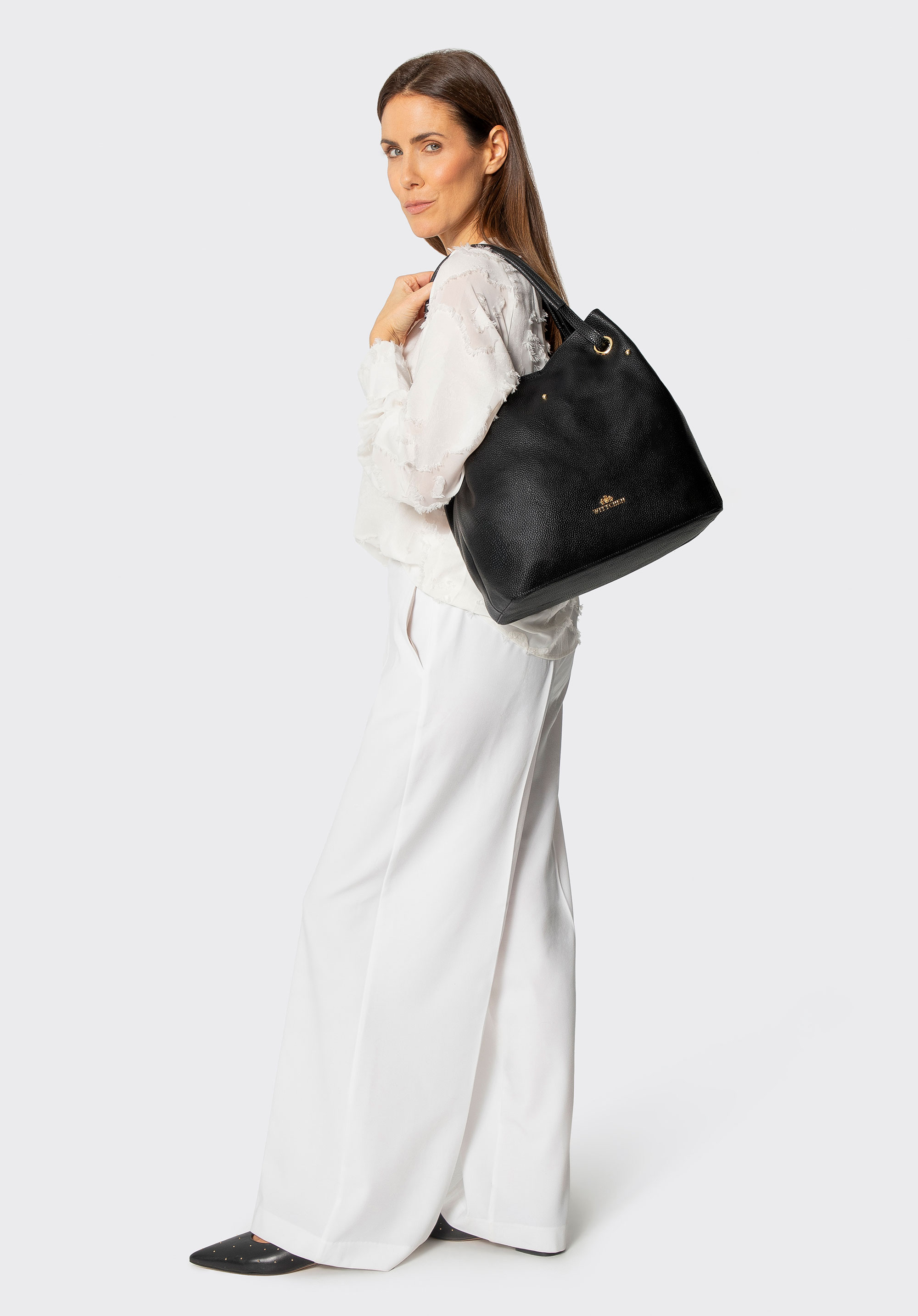 Große Damen Hobo Bag aus Leder, schwarz, 101-4E-625-1, Bild 1