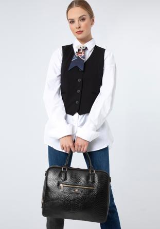 Große Damenhandtasche mit Platz für einen Laptop., schwarz, 97-4E-006-1, Bild 1