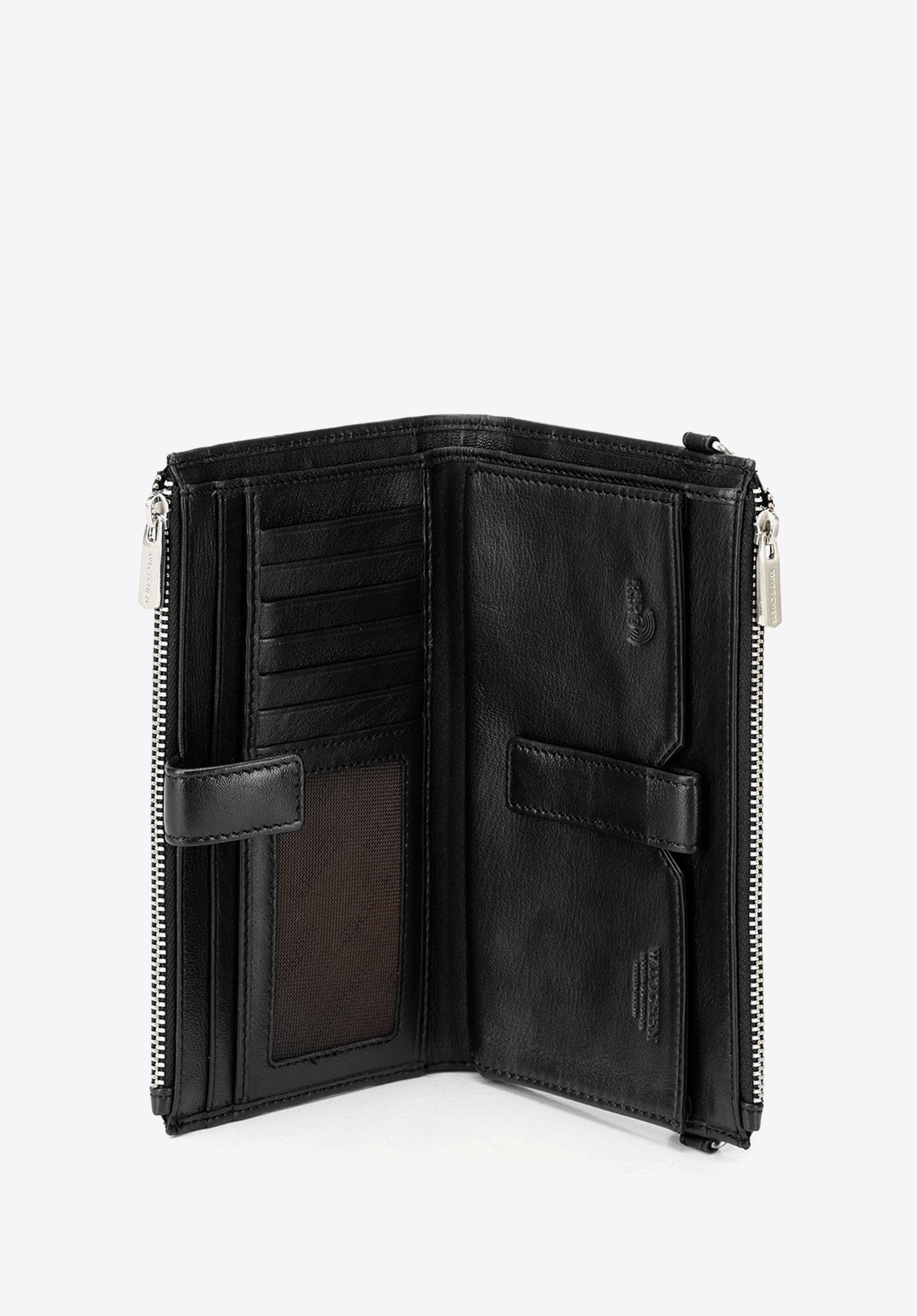 GROSSE GELDBÖRSE FÜR DAMEN AUS LEDER MIT HANDYFACH, schwarz, 26-1-444-1, Bild 1