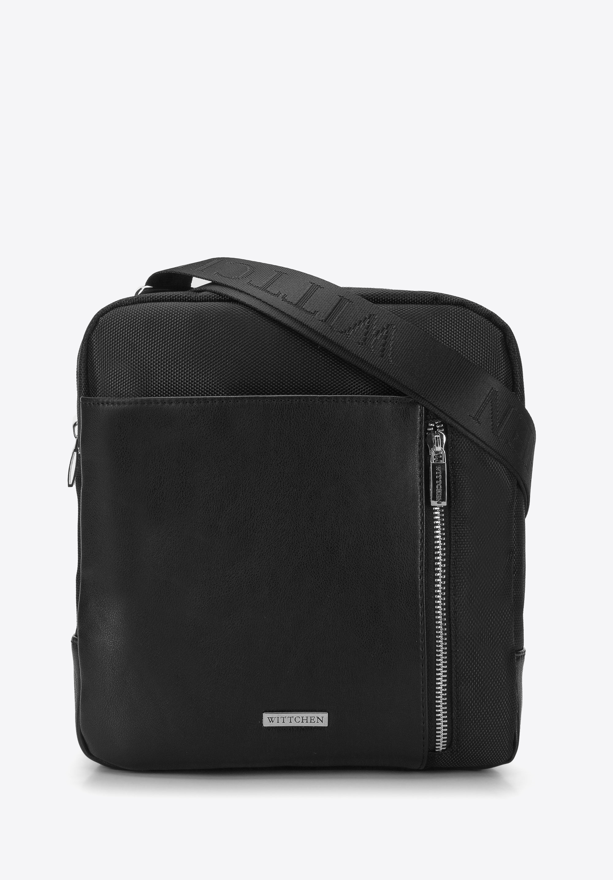 große Herren-Umhängetasche mit Tasche aus Ökoleder, schwarz, 94-4P-001-1, Bild 1