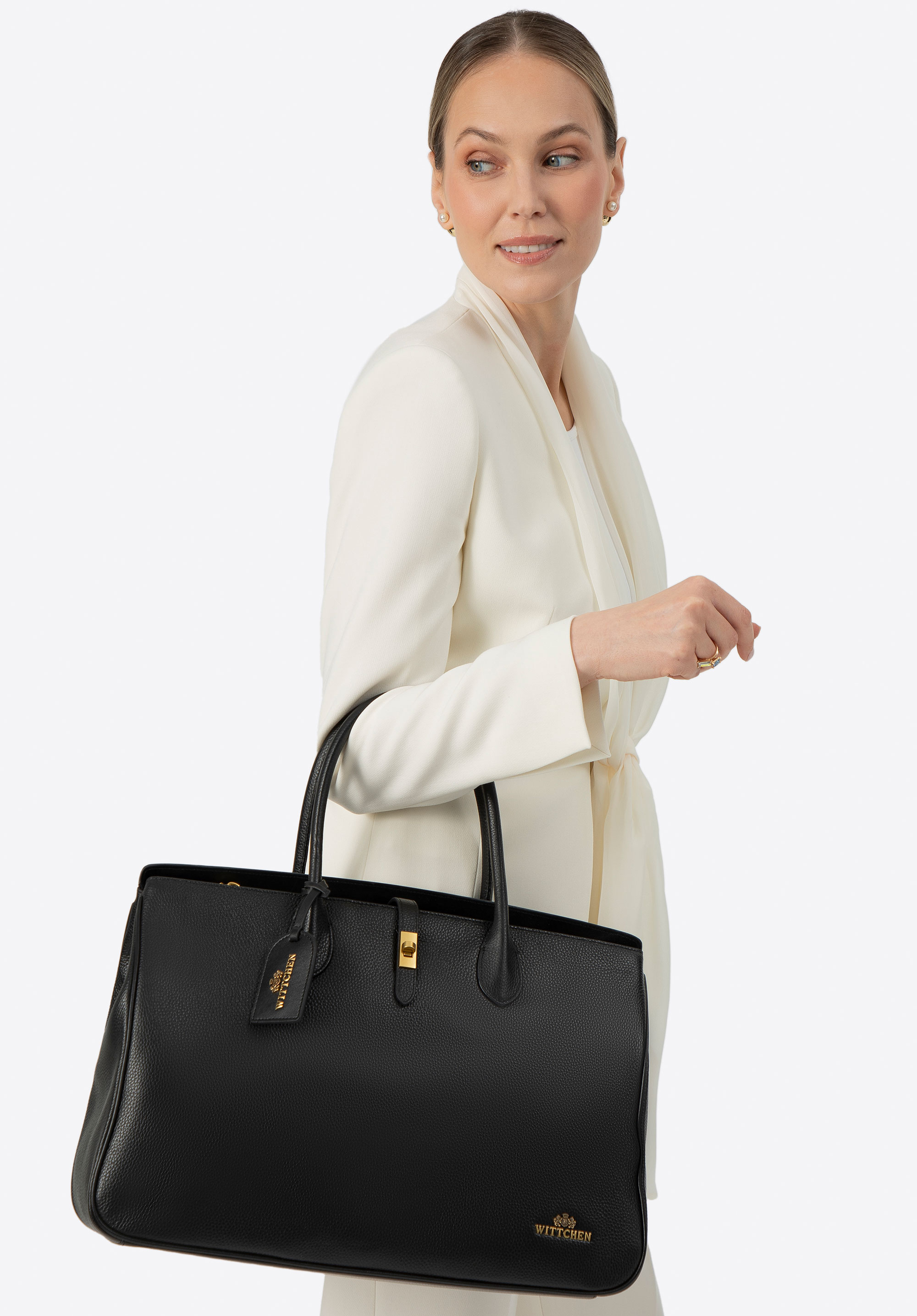 Große Ledertasche, schwarz, 100-4E-228-1, Bild 1