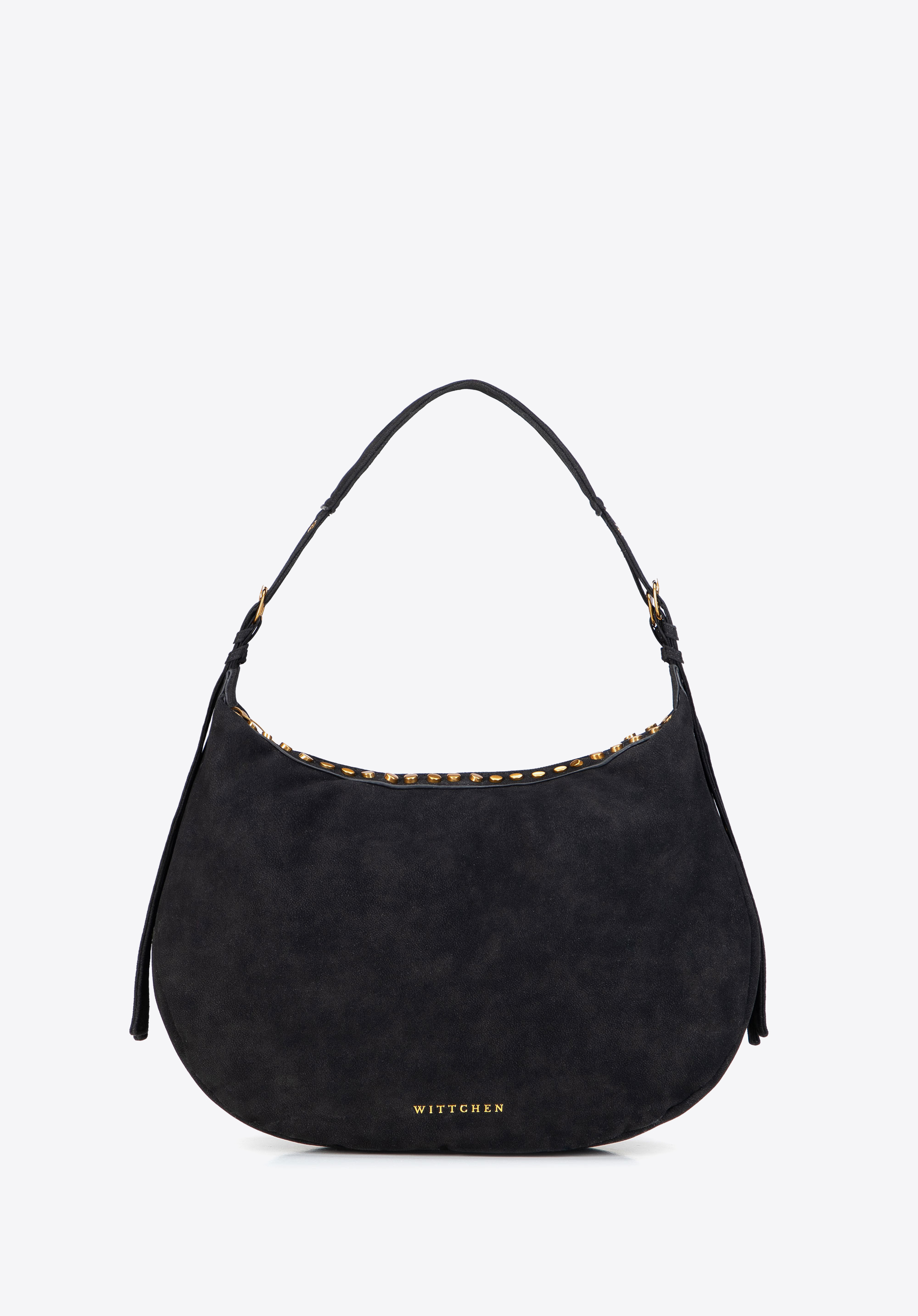 Große, mit Nieten besetzte Schultertasche für Damen, schwarz, 103-4Y-514-1, Bild 1