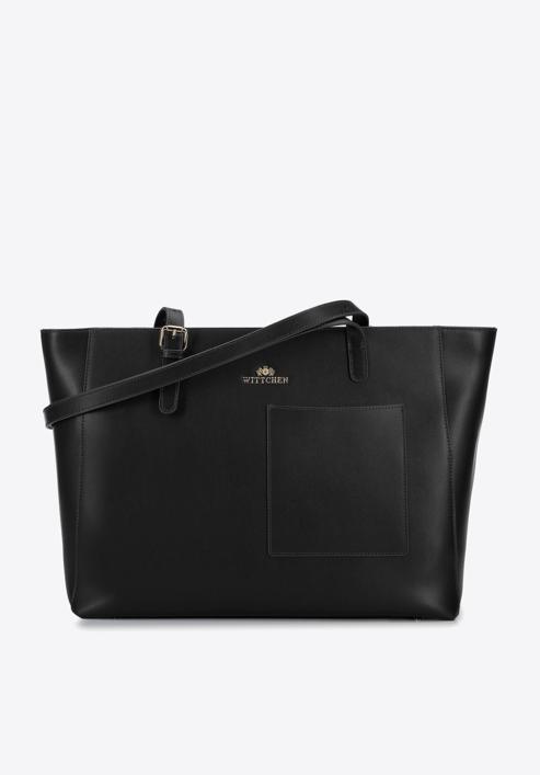 Große Shopper-Tasche aus Leder, schwarz, 93-4E-615-N, Bild 1