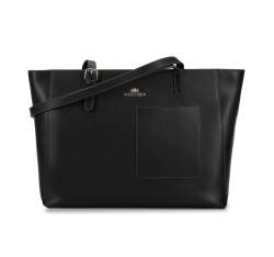 GroÃŸe Shopper-Tasche aus Leder, schwarz, 93-4E-615-1, Bild 1
