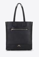 Große Shopper-Tasche aus Saffiano-Leder, schwarz, 96-4E-004-9, Bild 1