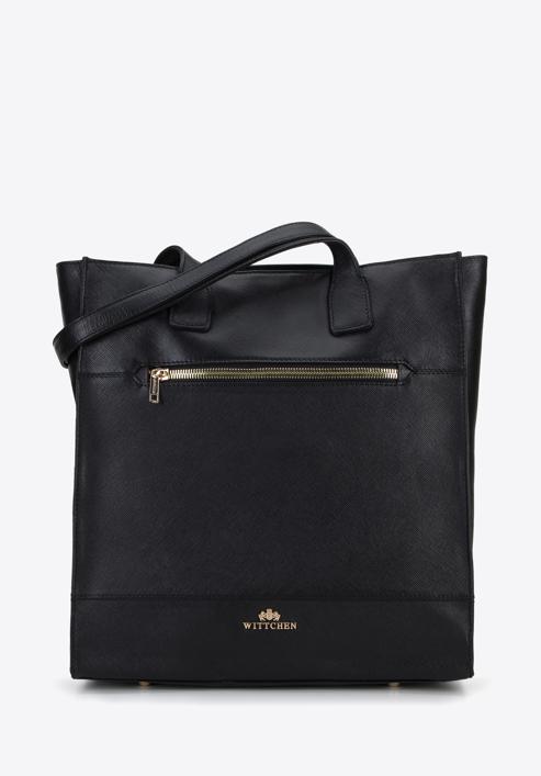 Große Shopper-Tasche aus Saffiano-Leder, schwarz, 96-4E-004-9, Bild 2