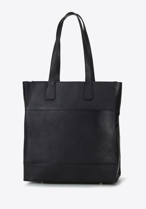 Große Shopper-Tasche aus Saffiano-Leder, schwarz, 96-4E-004-9, Bild 3