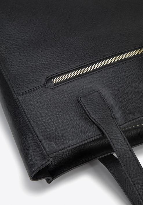 Große Shopper-Tasche aus Saffiano-Leder, schwarz, 96-4E-004-9, Bild 5