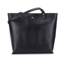 GroÃŸe Shopper-Tasche aus Leder, schwarz, 15-4-241-1, Bild 1