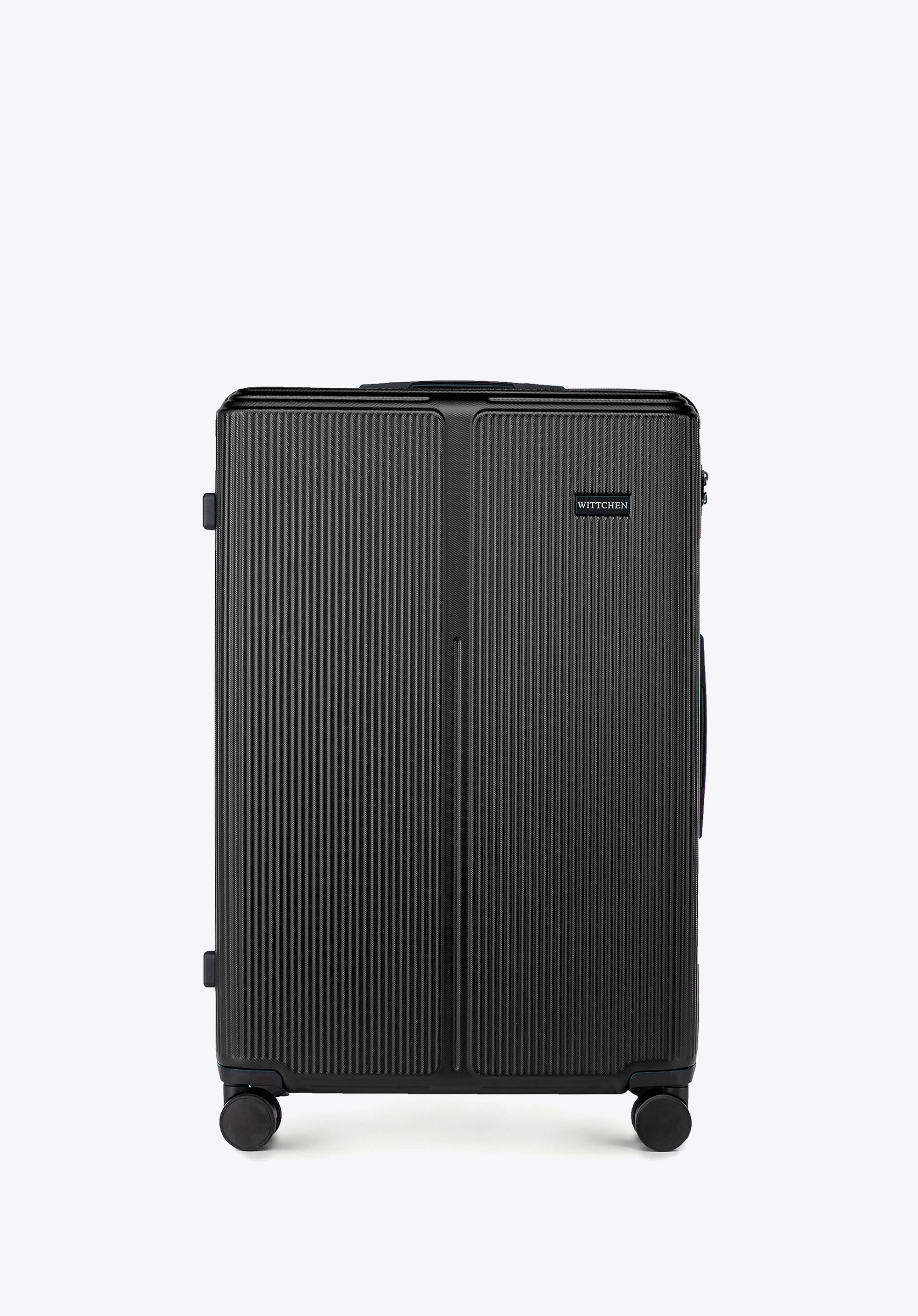 Großer gestreifter ABS-Kabinenkoffer, schwarz, 56-3A-603-10, Bild 1