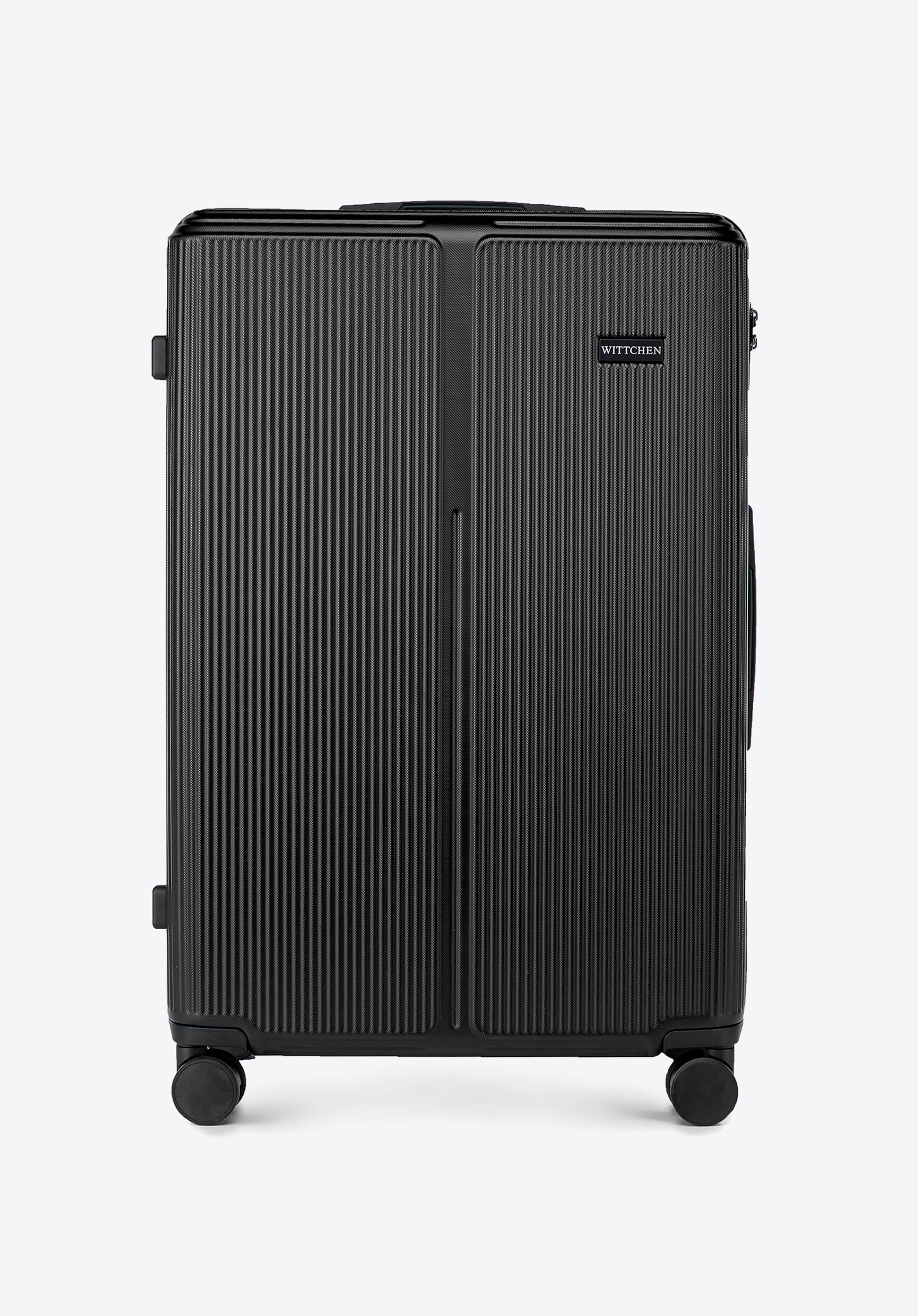 Großer gestreifter ABS-Koffer, schwarz, 56-3A-603-10, Bild 1