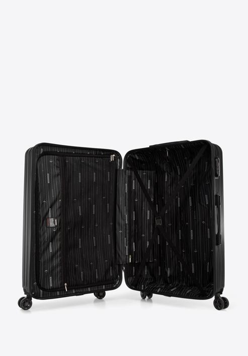 Großer Koffer aus ABS mit diagonalen Streifen, schwarz, 56-3A-743-10, Bild 5