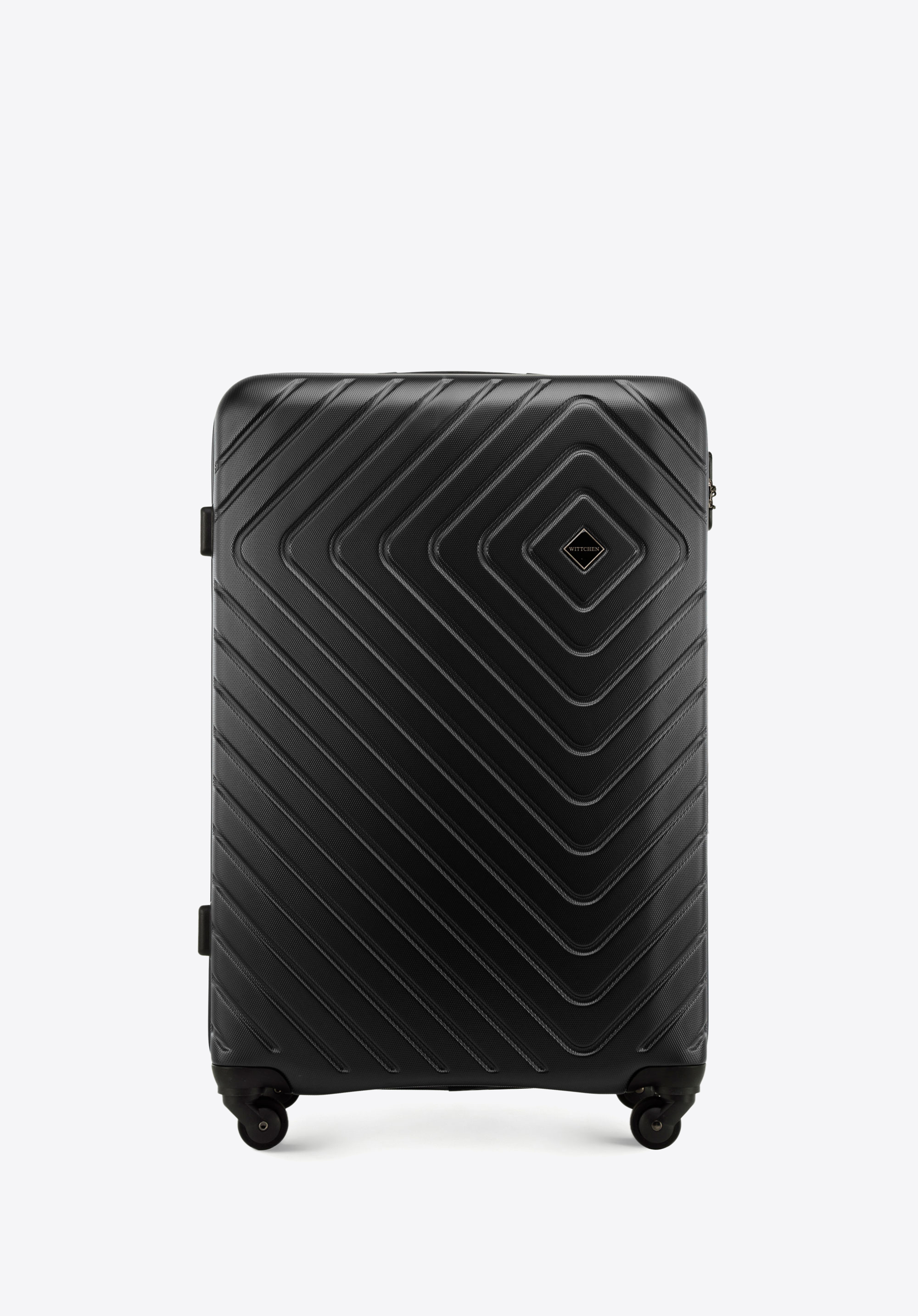 Großer Koffer  aus ABS mit geometrischer Prägung, schwarz, 56-3A-753-10, Bild 1