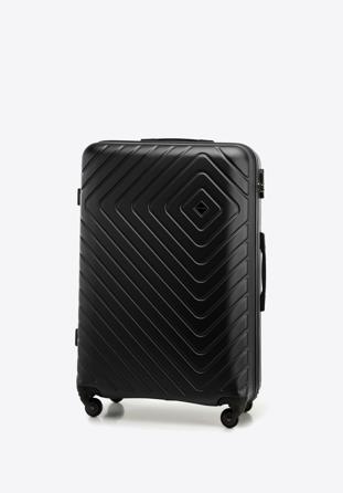 Großer Koffer  aus ABS mit geometrischer Prägung, schwarz, 56-3A-753-10, Bild 1