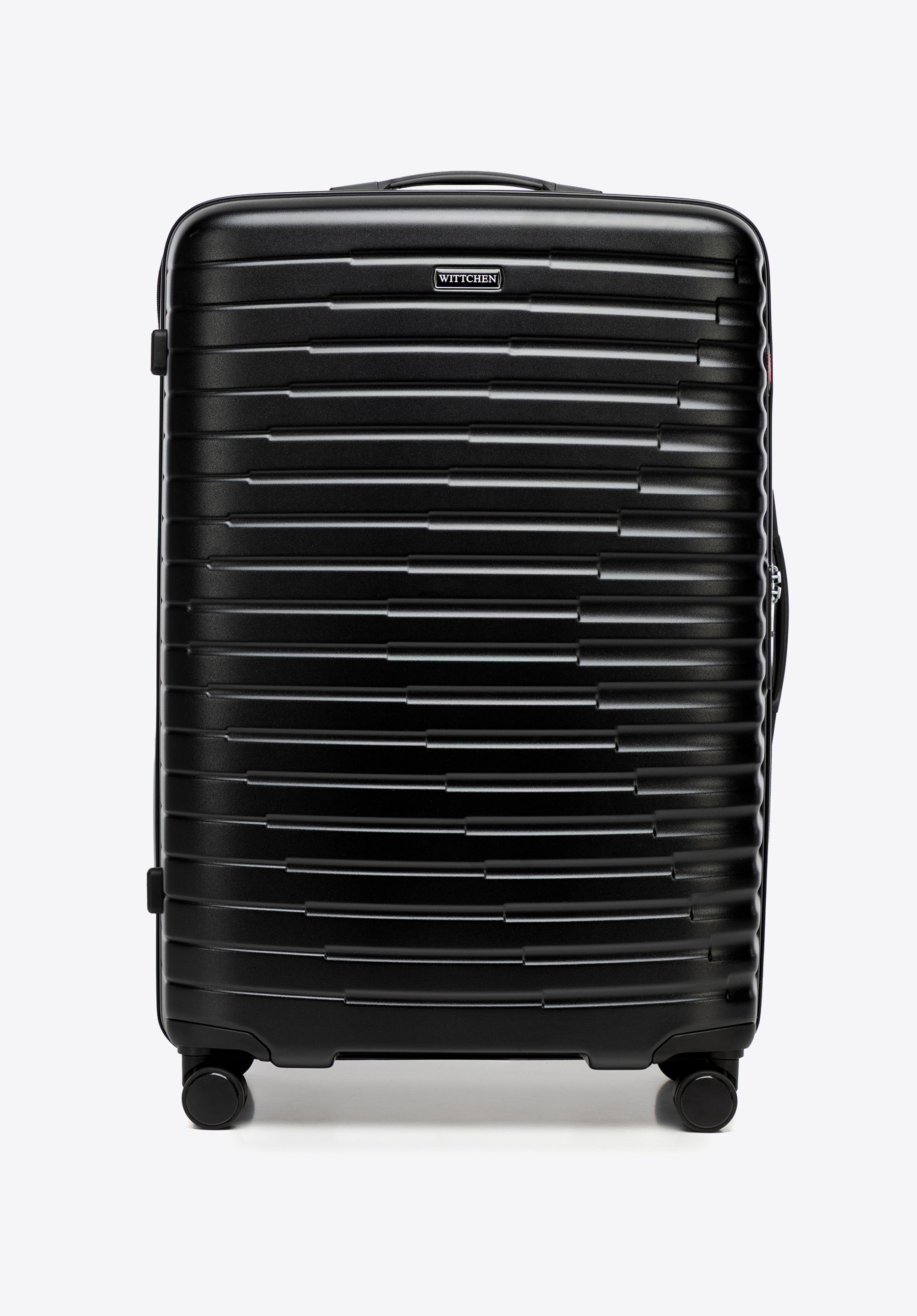 Großer Koffer aus Polycarbonat mit horizontalen Rillen, schwarz, 56-3P-613-10, Bild 1