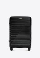 Großer Koffer aus Polypropylen mit glänzenden Riemen, schwarz, 56-3T-163-95, Bild 1