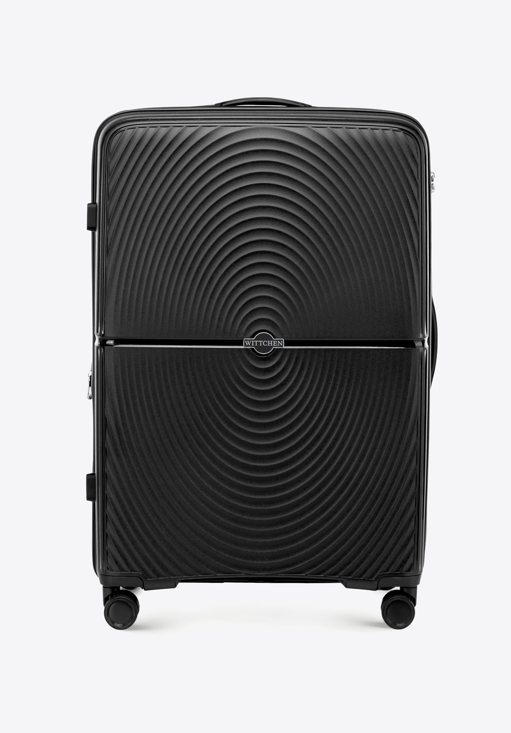 Großer Koffer aus Polypropylen mit Kreismuster, schwarz, 56-3T-303-10, Bild 1