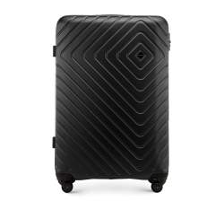 Großer Koffer  aus ABS mit geometrischer Prägung, schwarz, 56-3A-753-10, Bild 1