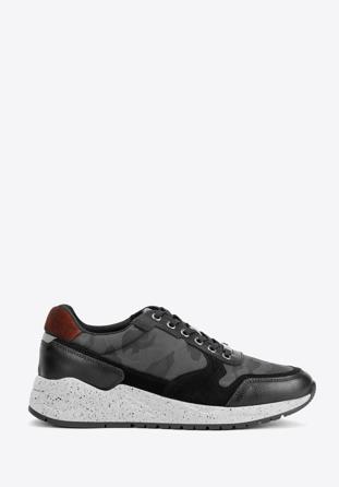 Herren-Sneakers aus Leder mit dicker Sohle, schwarz-grün, 93-M-300-1M-42, Bild 1