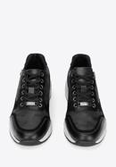 Herren-Sneakers aus Leder mit dicker Sohle, schwarz-grün, 93-M-300-1-44, Bild 3