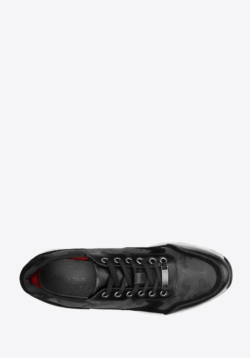 Herren-Sneakers aus Leder mit dicker Sohle, schwarz-grün, 93-M-300-1M-43, Bild 4