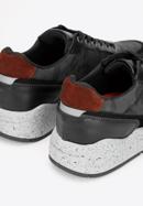 Herren-Sneakers aus Leder mit dicker Sohle, schwarz-grün, 93-M-300-1-44, Bild 7