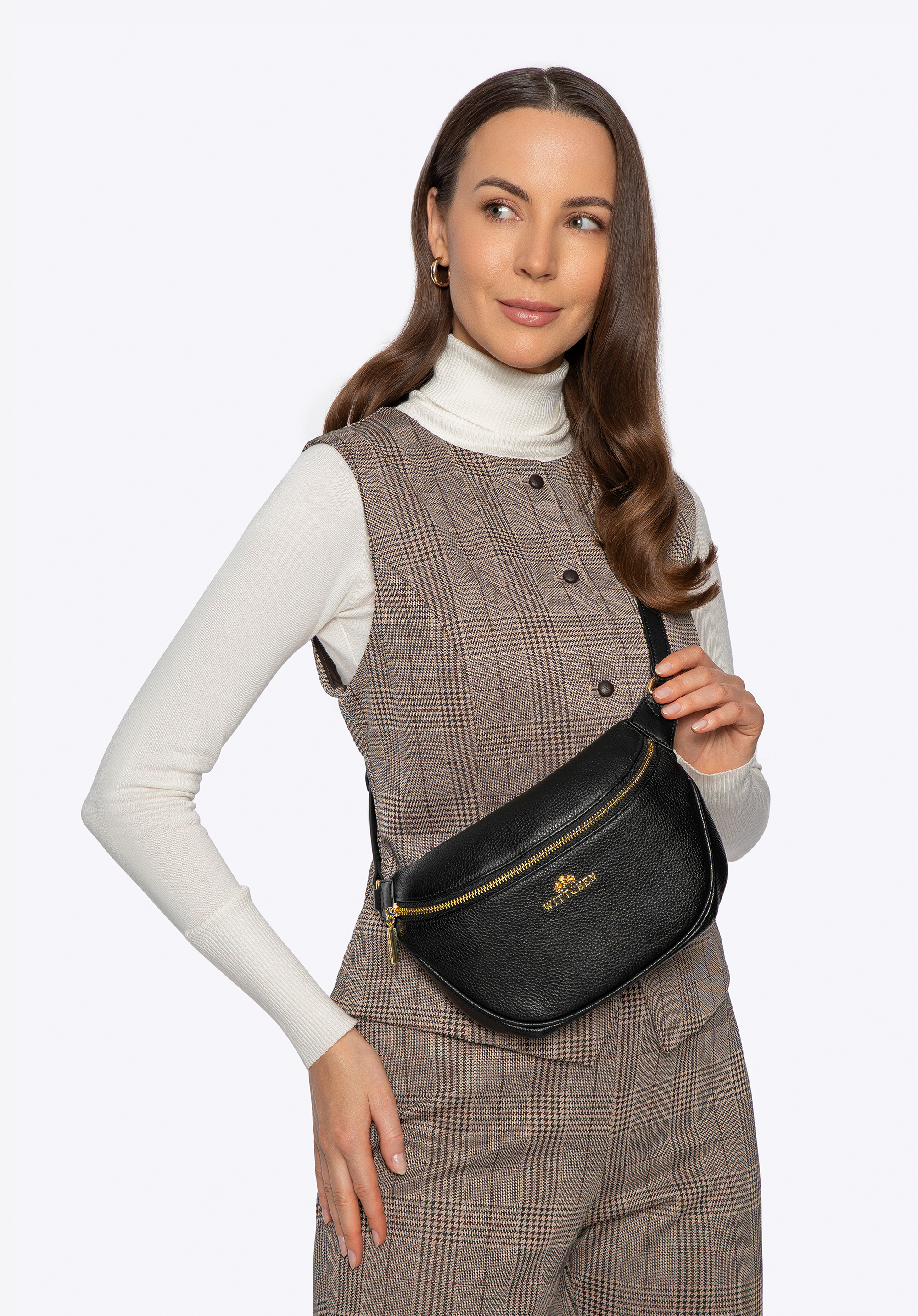 Gürteltasche aus genarbtem Leder, schwarz, 99-3E-606-1, Bild 1