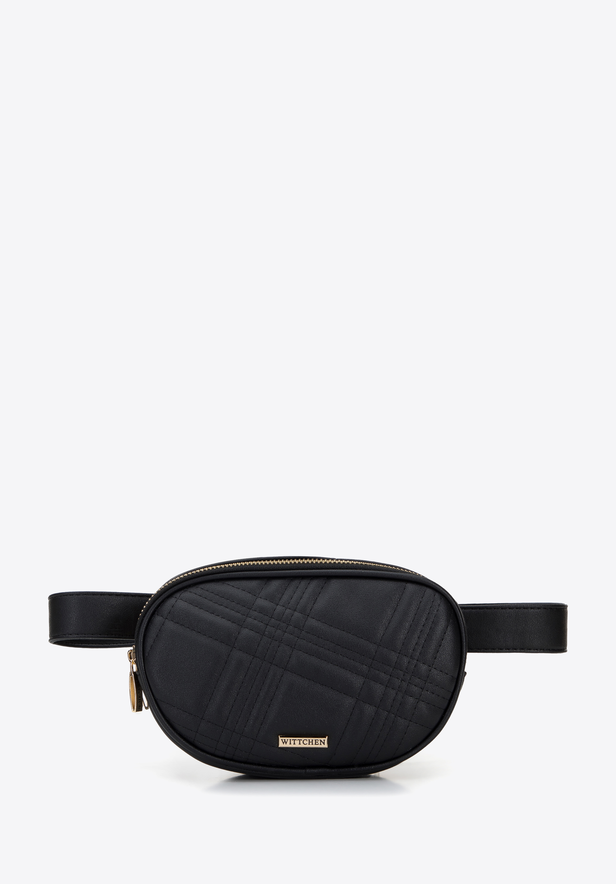 Gürteltasche aus gestepptem Zweikammer-Ökoleder für Damen, schwarz, 96-3Y-212-1, Bild 1