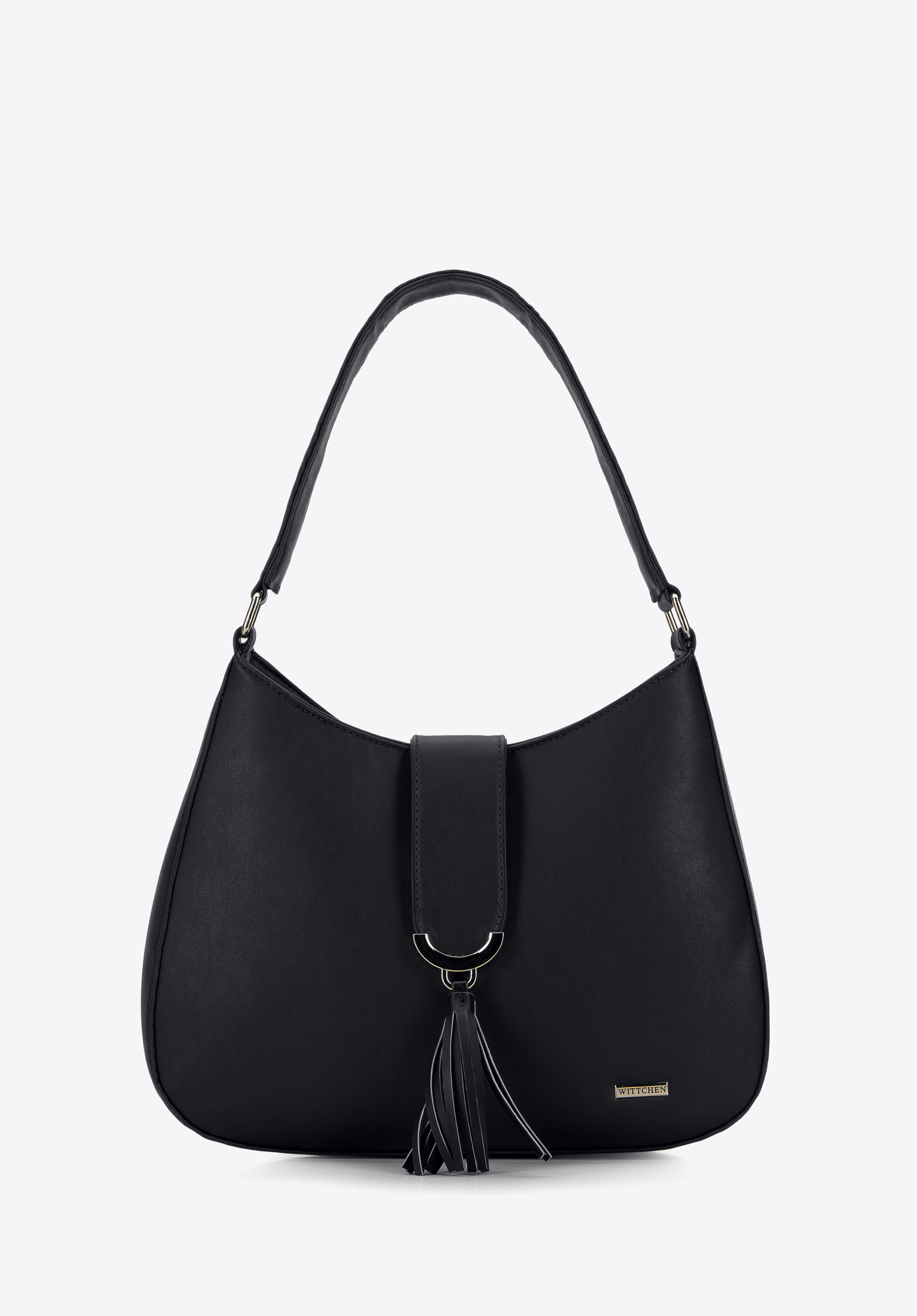 Halbmond-Tasche aus Ökoleder mit Quaste
