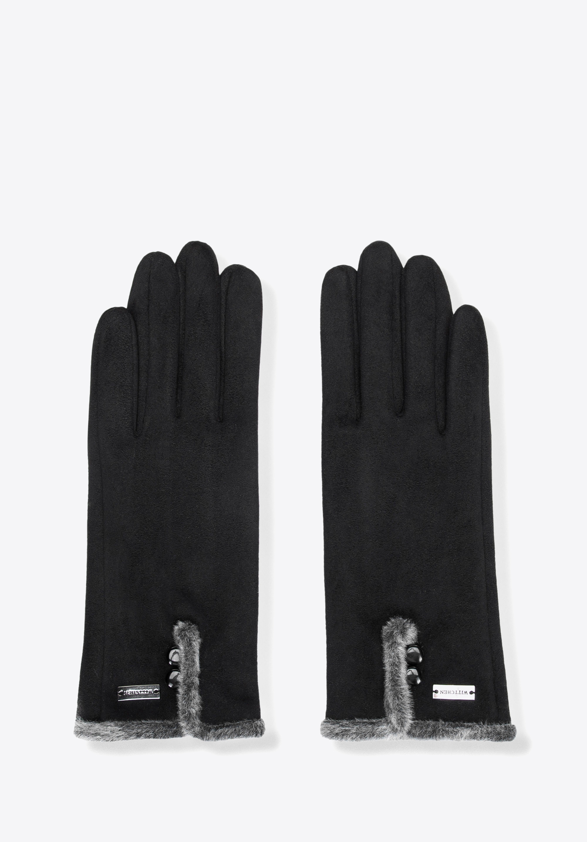 Handschuhe mit weichem Kunstfellbesatz, schwarz, 39-6P-052-1-M_L, Bild 1