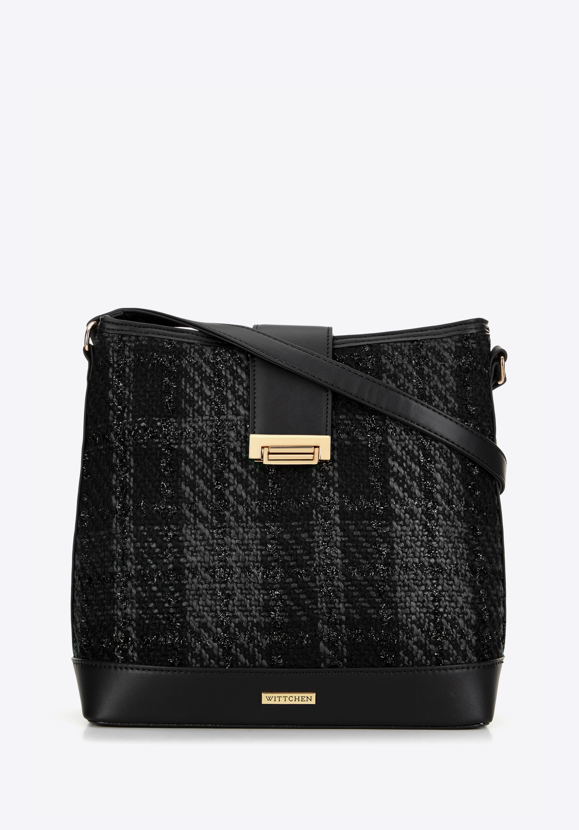 Handtasche aus Bouclé-Stoff für Damen schwarz, schwarz, 99-4Y-415-1, Bild 1