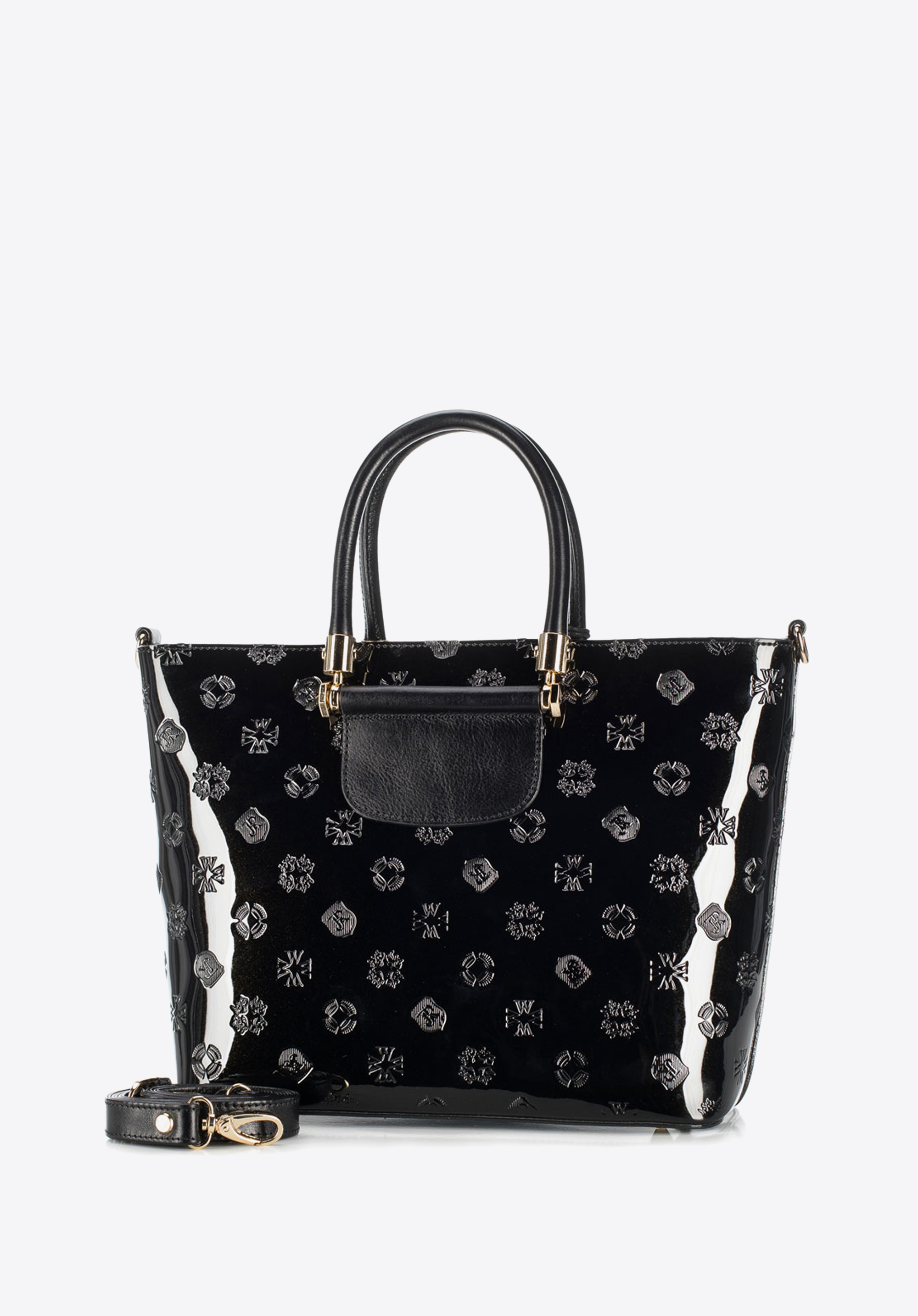 HANDTASCHE AUS LACKLEDER, schwarz, 34-4-096-1L, Bild 1