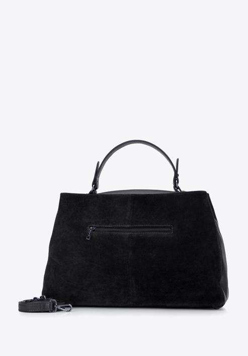 Handtasche aus zwei Lederarten, schwarz, 95-4E-025-4, Bild 2